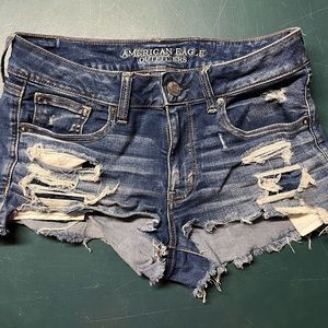 AMERICAN EAGLE DARK WASH SUPER SHORT SHORTS MINI SIZE 8 DARK WASH